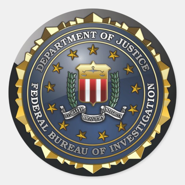 Pegatina Redonda Emblema del FBI (Anverso)