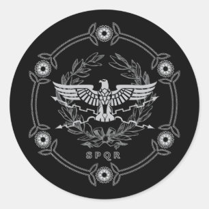 Pegatina Redonda Emblema del Imperio Romano SPQR Sticker.