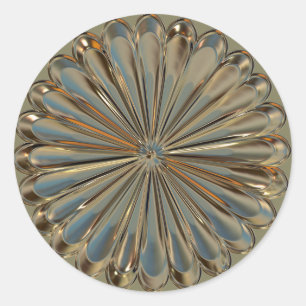 Pegatina Redonda Emblema del medallón de flor Art deco