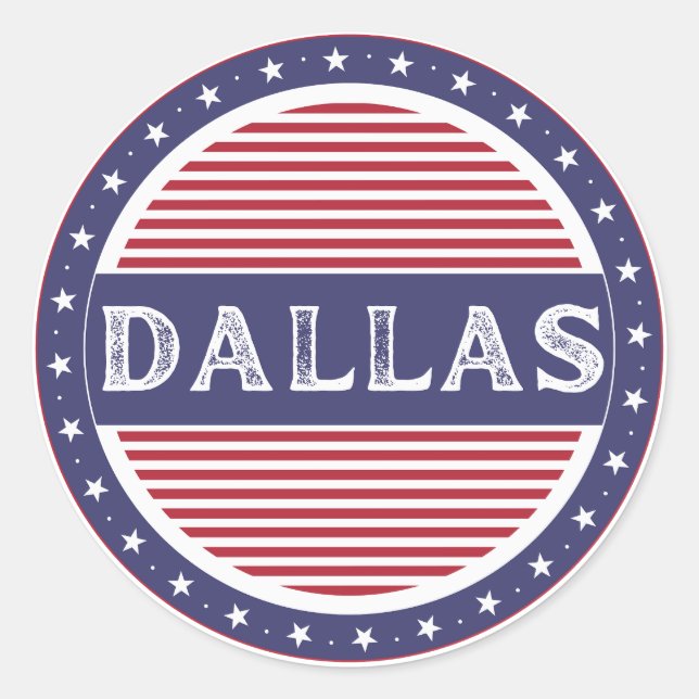 Pegatina Redonda Emblema del Orgullo de la Ciudad de Dallas – Ident (Anverso)