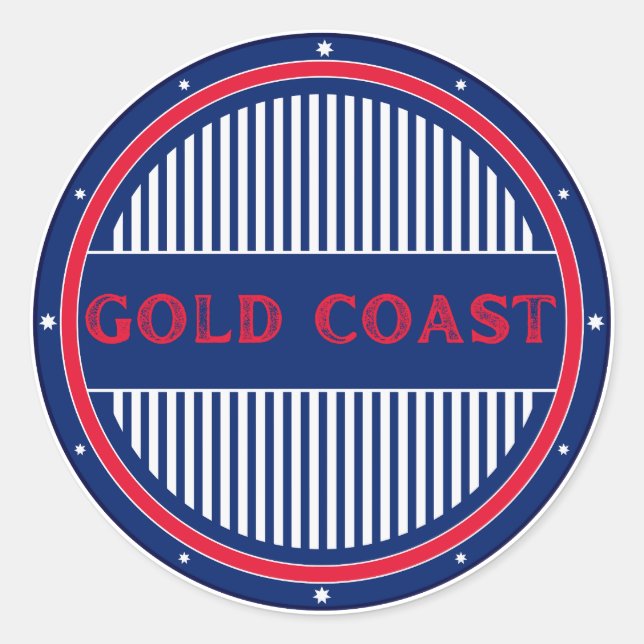 Pegatina Redonda Emblema del Orgullo de la Ciudad de Gold Coast – I (Anverso)