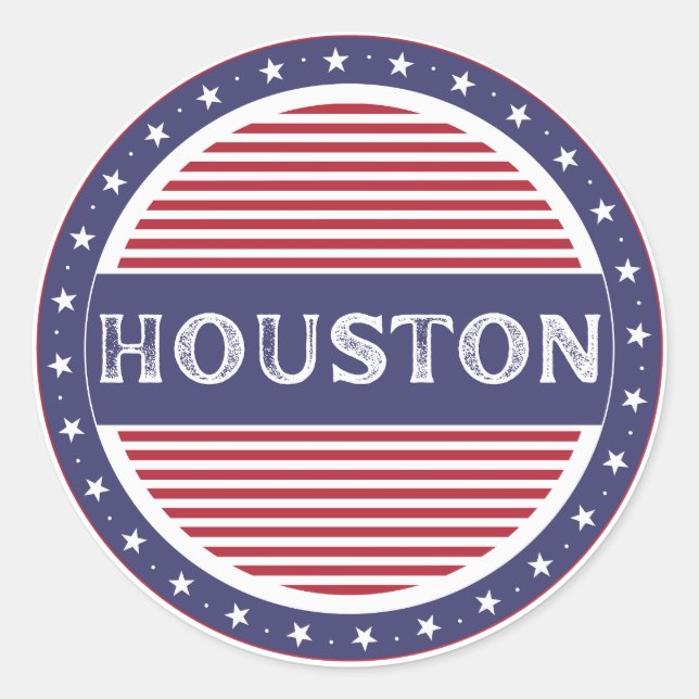 Pegatina Redonda Emblema del Orgullo de la Ciudad de Houston – Iden (Anverso)