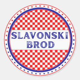 Pegatina Redonda Emblema del Orgullo de la Ciudad de Slavonski Brod