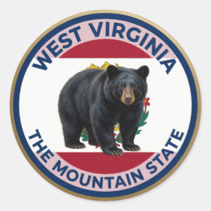 Pegatina Redonda Emblema del oso negro de Virginia Occidental 🐻