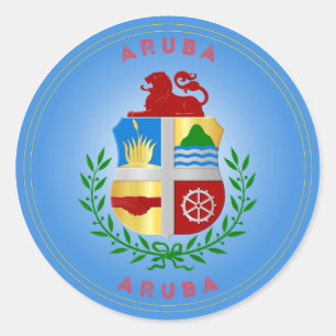 Pegatina Redonda Emblema del Patrimonio de Aruba
