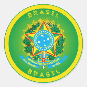 Pegatina Redonda Emblema del Patrimonio de Brasil