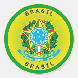 Pegatina Redonda Emblema del Patrimonio de Brasil