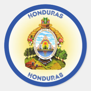 Pegatina Redonda Emblema del Patrimonio de Honduras