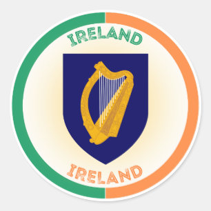 Pegatina Redonda Emblema del Patrimonio de la República de Irlanda