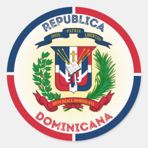 Pegatina Redonda Emblema del Patrimonio de la República Dominicana
