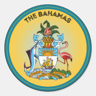 Pegatina Redonda Emblema del Patrimonio de las Bahamas