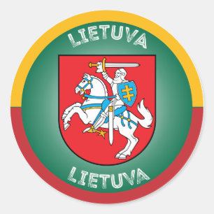 Pegatina Redonda Emblema del Patrimonio de Lituania