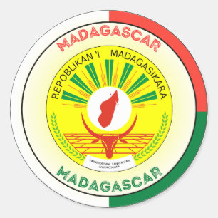 Pegatina Redonda Emblema del Patrimonio de Madagascar
