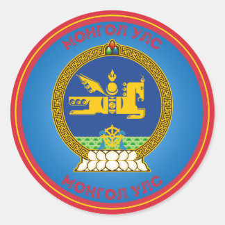 Pegatina Redonda Emblema del Patrimonio de Mongolia