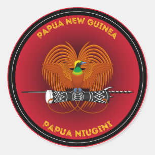 Pegatina Redonda Emblema del Patrimonio de Papúa Nueva Guinea