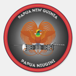 Pegatina Redonda Emblema del Patrimonio de Papua Nueva Guinea