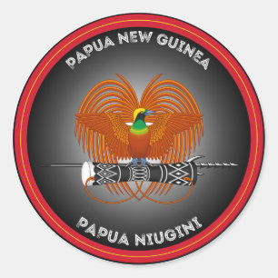 Pegatina Redonda Emblema del Patrimonio de Papua Nueva Guinea