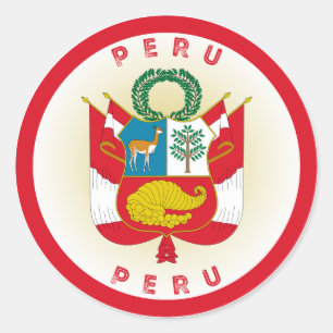 Pegatina Redonda Emblema del Patrimonio de Perú