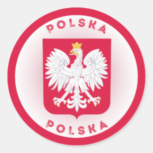 Pegatina Redonda Emblema del Patrimonio de Polonia