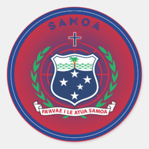 Pegatina Redonda Emblema del Patrimonio de Samoa