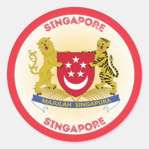Pegatina Redonda Emblema del Patrimonio de Singapur