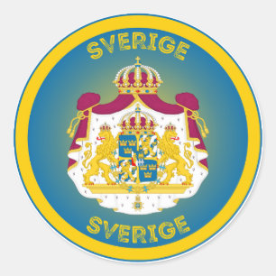 Pegatina Redonda Emblema del Patrimonio de Suecia