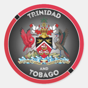 Pegatina Redonda Emblema del Patrimonio de Trinidad y Tobago