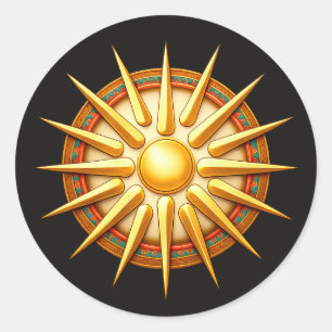 Pegatina Redonda Emblema del Sol de Vergina – Símbolo Antiguo Maced