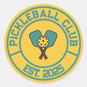 Pegatina Redonda Emblema del Vintage Pickleball Club Est. 2024