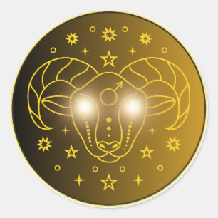 Pegatina Redonda Emblema del Zodíaco Aries   Símbolo Celestial Míni