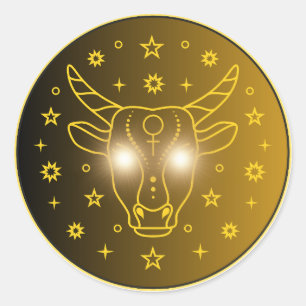 Pegatina Redonda Emblema del Zodíaco Tauro   Símbolo Celestial Míni