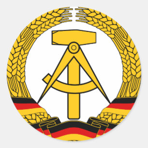 Pegatina Redonda Emblema der DDR - Emblema nacional de la RDA.
