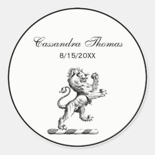 Pegatina Redonda Emblema Escudo de León Permanente Heráldico