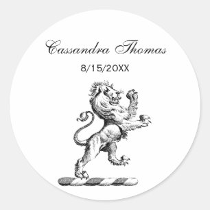 Pegatina Redonda Emblema Escudo de León Permanente Heráldico