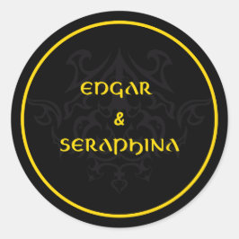 Pegatina Redonda Emblema gótico negro y oro