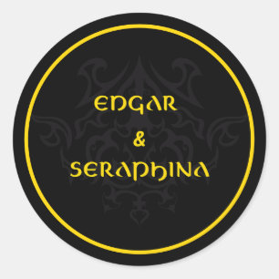 Pegatina Redonda Emblema gótico negro y oro