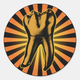 Pegatina Redonda Emblema gráfico del diente