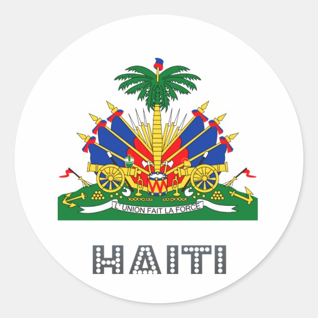 Pegatina Redonda Emblema haitiano (Anverso)