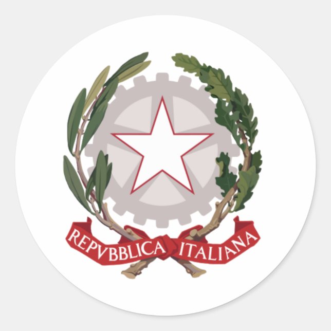 Pegatina Redonda Emblema italiano (Anverso)