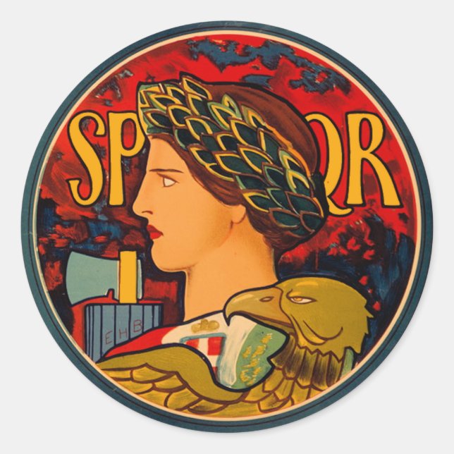 Pegatina Redonda Emblema italiano SPQR (Anverso)