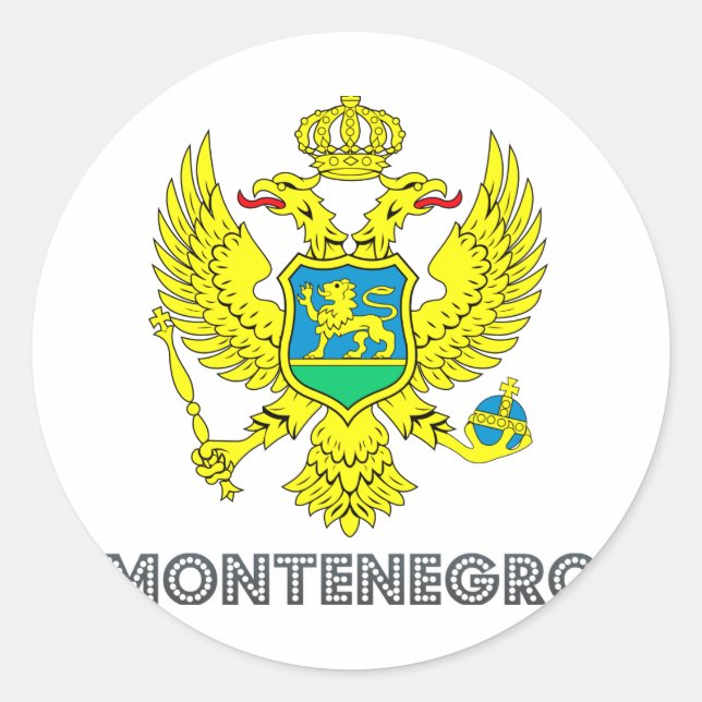 Pegatina Redonda Emblema montenegrino (Anverso)