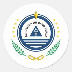 Pegatina Redonda Emblema Nacional de Cabo Verde