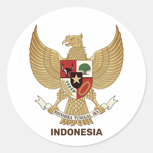 Pegatina Redonda Emblema nacional de Indonesia (Anverso)