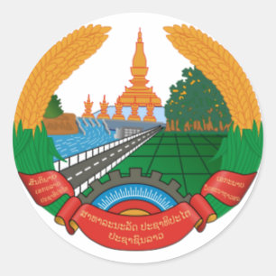 PEGATINA REDONDA EMBLEMA NACIONAL DEL LAO - INSIGNIA DEL LAO