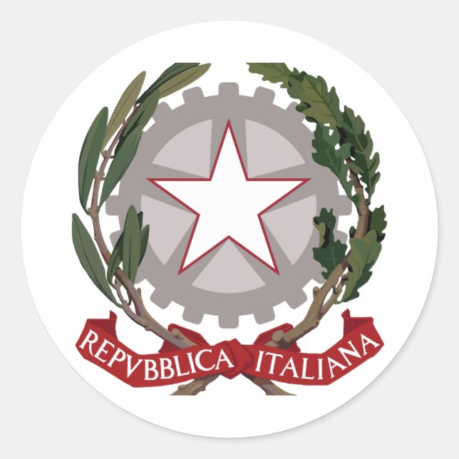 Pegatina Redonda Emblema nacional italiano (Anverso)