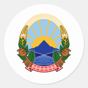 Pegatina Redonda Emblema nacional macedonio, Macedonia del Norte
