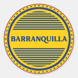 Pegatina Redonda Emblema Orgullo Ciudad Barranquilla Identidad Colo