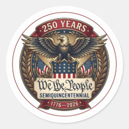 Pegatina Redonda Emblema Patriótico del Patrimonio Americano de 250