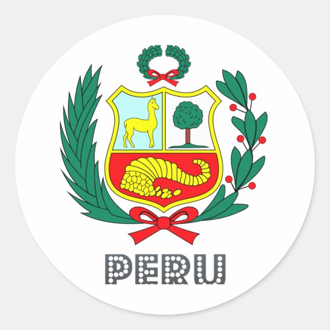 Pegatina Redonda Emblema peruano (Anverso)