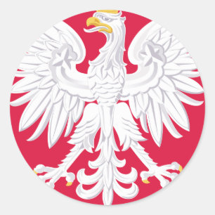 Pegatina Redonda Emblema polaco - Escudo de Polonia - Polska Herb P